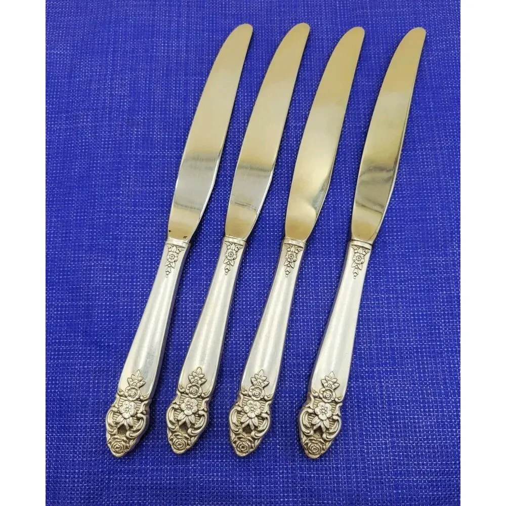 Oneida Prestige Silverplate Set of 4 Dinner Knives 1951 Distinction Flatware Vtg